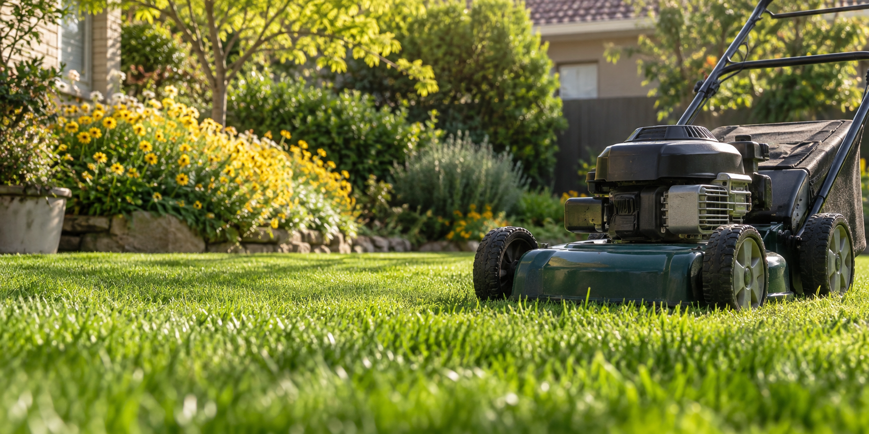 Grass at the edge of a garden
